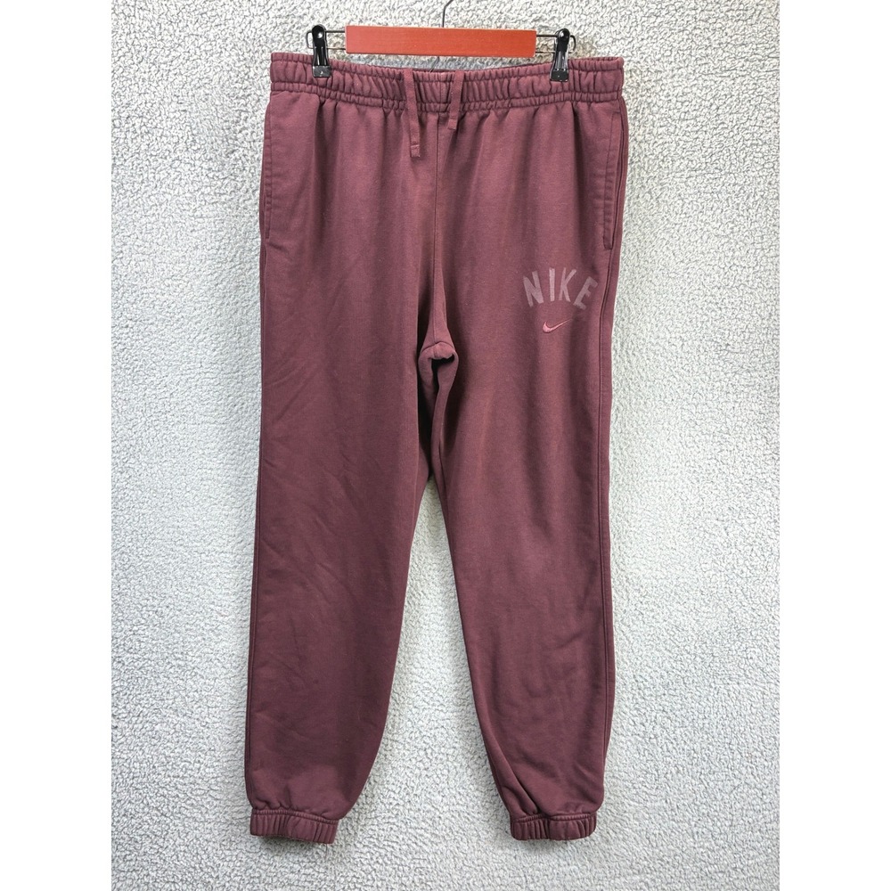 Nike Dri-FIT Arch Logo Jogger Sweatpants Mens XL Maroon Burgundy Fleece Sporty